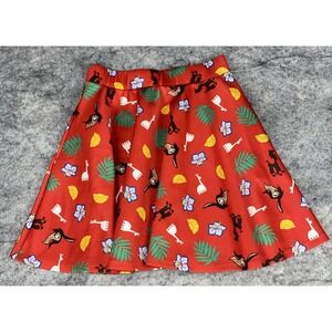Disney Scuba Skater Size S Red Skirt Emperors New Groove Llama AOP Kuzco Pockets